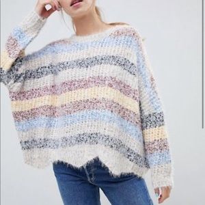 ASOS wildflower striped eyelash sweater